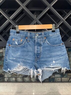 Levi's Distressed Blue Denim Jean Shorts